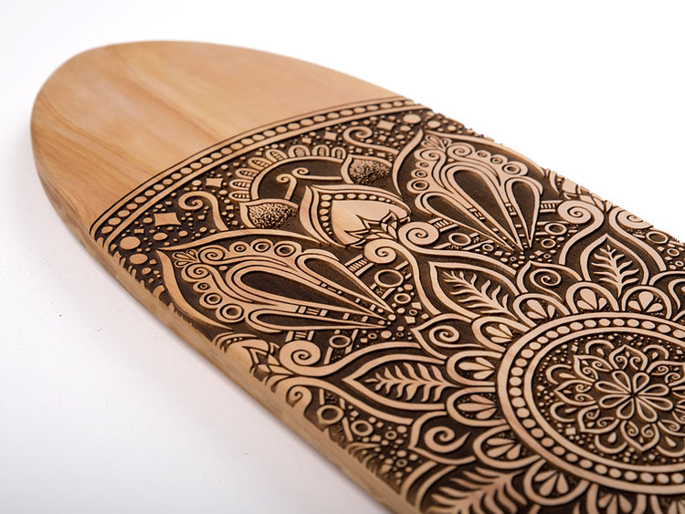 Alignment Mandala Art Board by fortyonehundred. Laser etched on to a macrocarpa art board, hand crafted in New Zealand.