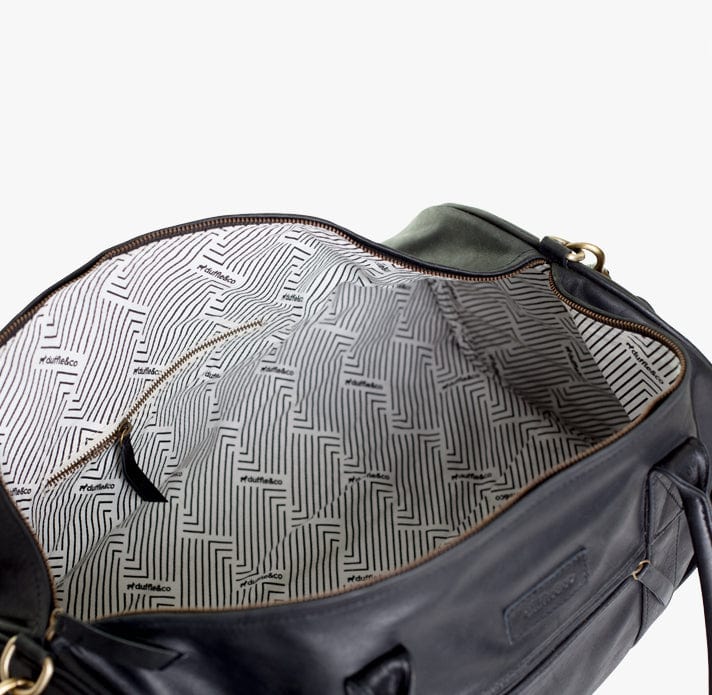 Black Leather Crosson Duffle Interior by Duffle&Co