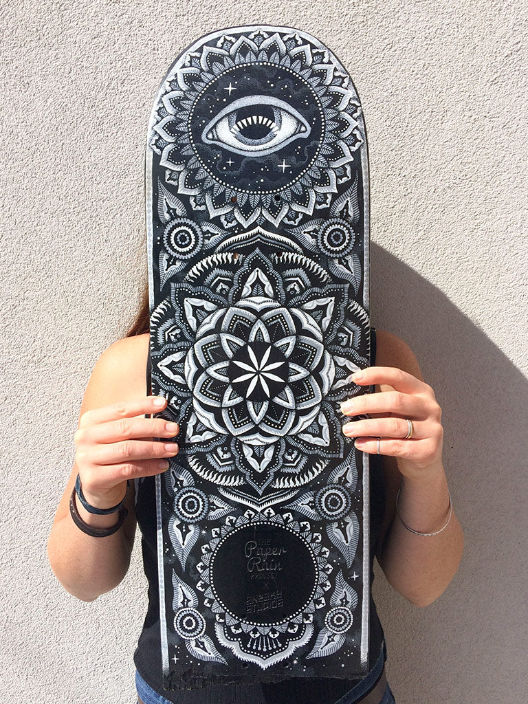 Black Hole. No 2 by Sneaky Studios hand painted up-cycled skateboard