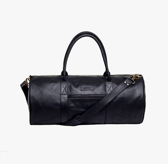 Crosson Black Leather Duffle Travel Bag by Duffle&Co