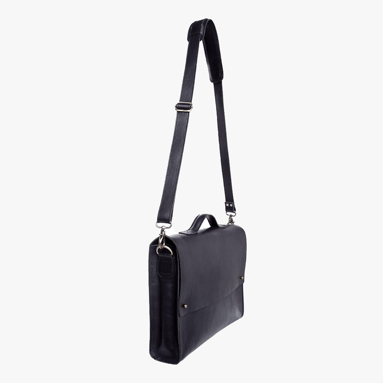 Forrest Minimal Black Leather Satchel by Duffle&Co