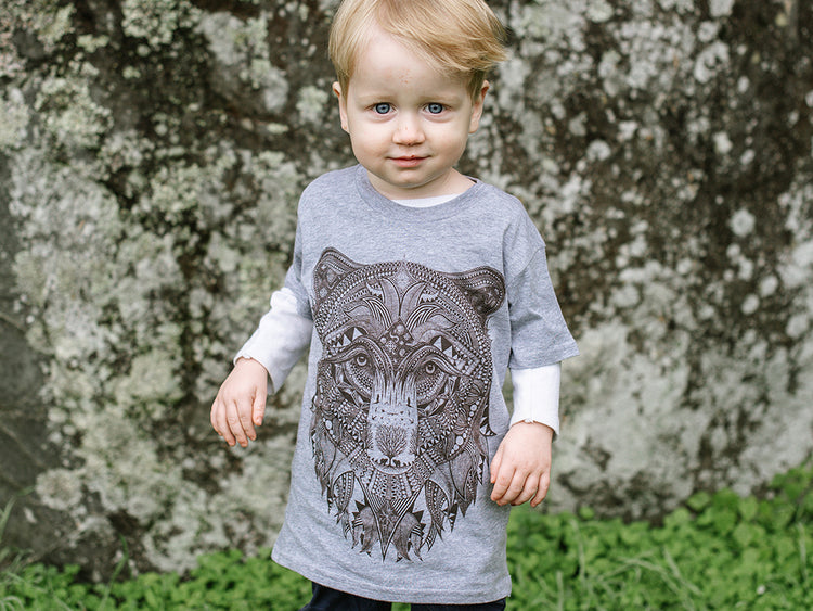 Bear - Kids T-shirt - Grey