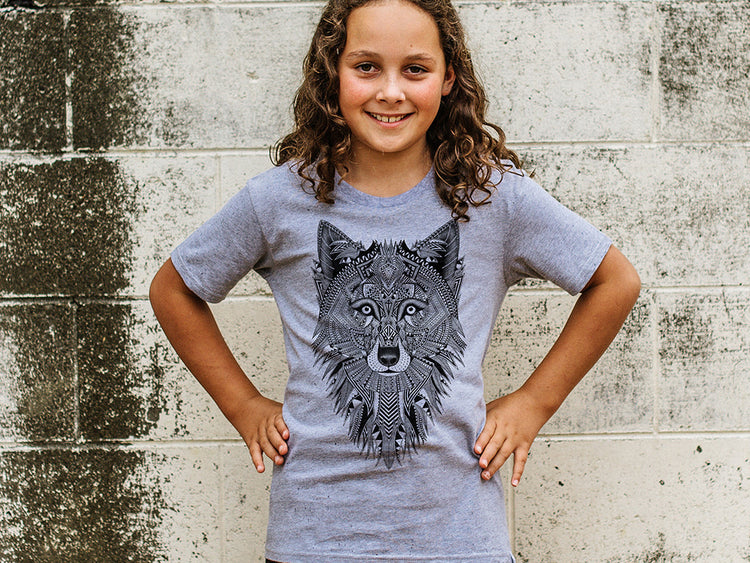 Wolf - Kids T-shirt - Grey