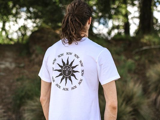 The Time is Now #1 Men's T-Shirt - Organic Cotton Ethical Tee. Back of white t-shirt